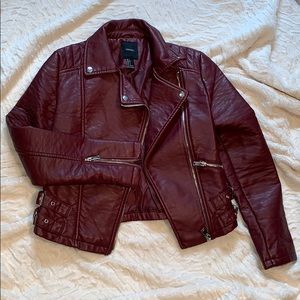 Burgundy Faux Leather Jacket